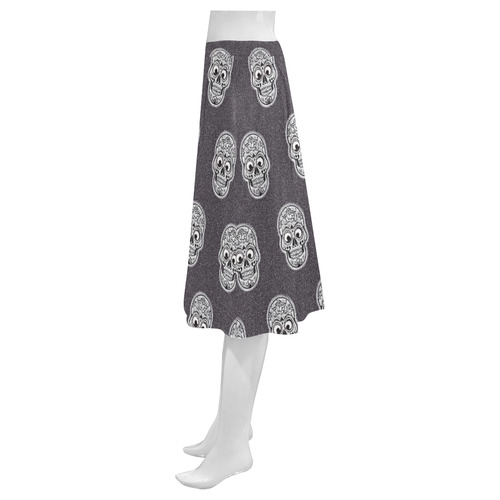 funny skull pattern Mnemosyne Women's Crepe Skirt (Model D16)