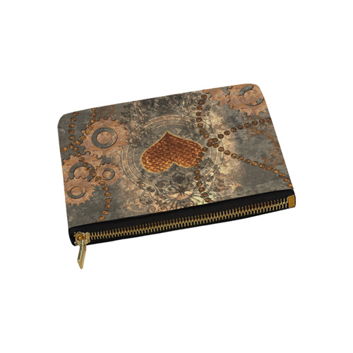 Steampuink, rusty heart with clocks and gears Carry-All Pouch 9.5''x6''