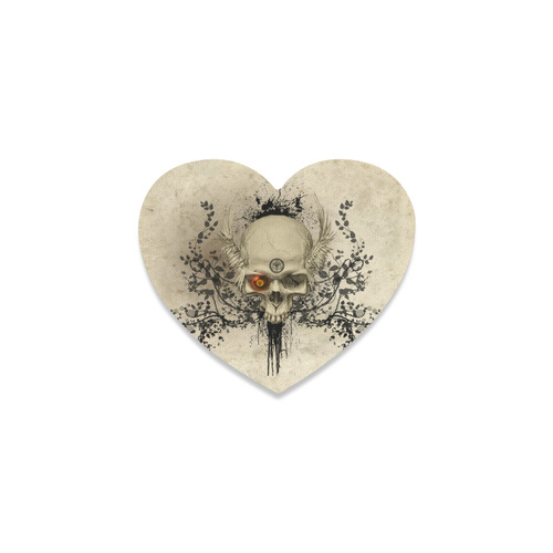 Amazing skull with wings,red eye Heart Coaster