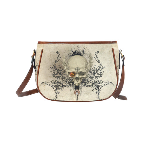 Amazing skull with wings,red eye Saddle Bag/Large (Model 1649)