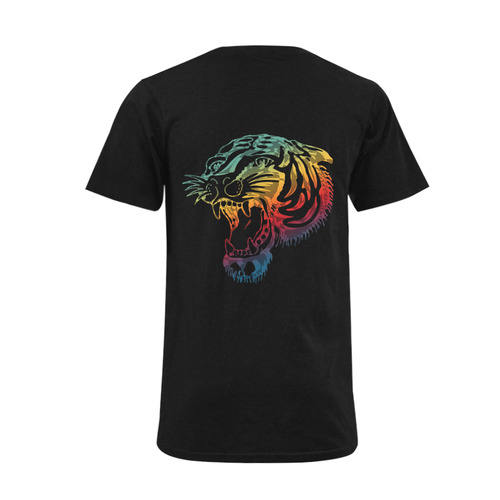 Roaring Tiger Tattoo colored Men's V-Neck T-shirt  Big Size(USA Size) (Model T10)