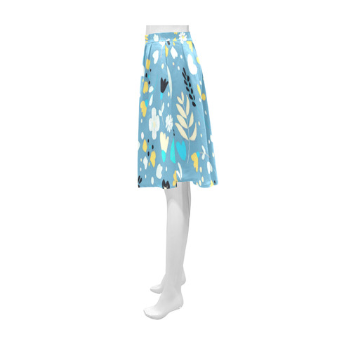 Cute Vintage Yellow Aqua Flowers Athena Women's Short Skirt (Model D15)