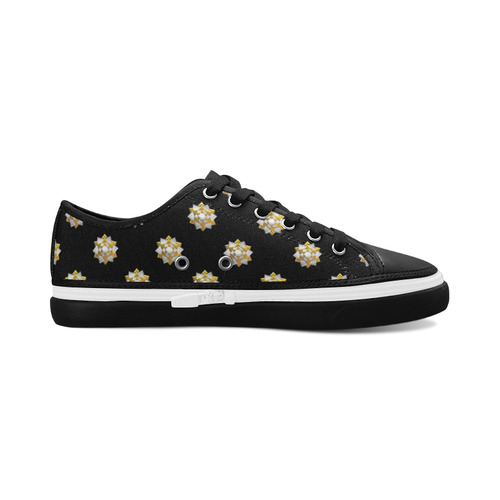 Metallic Silver And Gold Bows on Black Women's Canvas Zipper Shoes/Large Size (Model 001)
