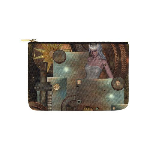 Steampunk, rusty metal and clocks and gears Carry-All Pouch 9.5''x6''