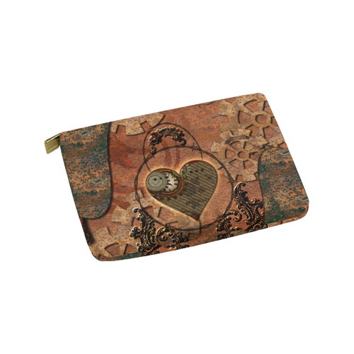 Steampunk wonderful heart, clocks and gears Carry-All Pouch 9.5''x6''