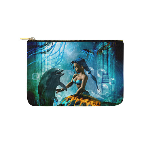 Dolphin with mermaid Carry-All Pouch 9.5''x6''