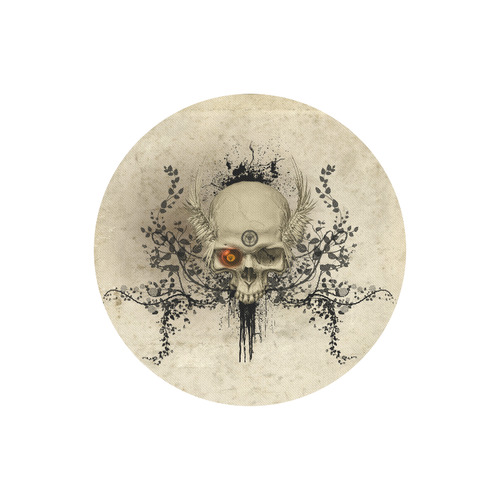 Amazing skull with wings,red eye Round Mousepad