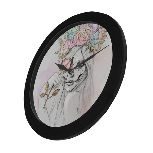 Boho Queen, skull girl, watercolor woman Circular Plastic Wall clock