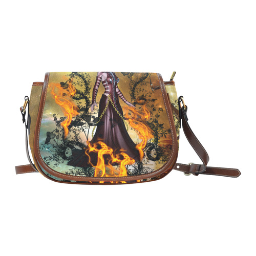 Awesome fairy with fire Saddle Bag/Small (Model 1649) Full Customization