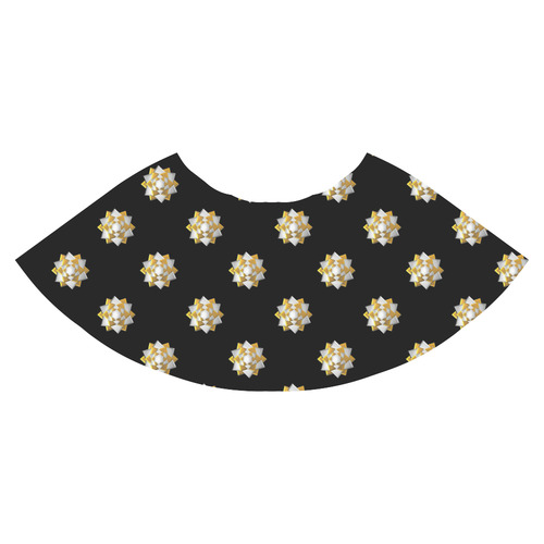 Metallic Silver And Gold Bows on Black Athena Women's Short Skirt (Model D15)