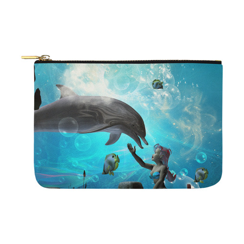 Dolphin with bautiful mermaid Carry-All Pouch 12.5''x8.5''
