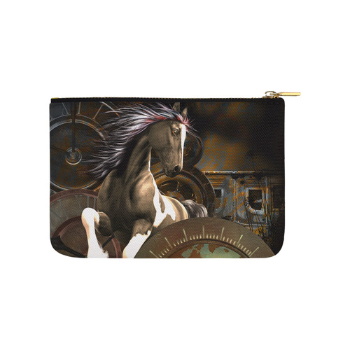 Steampunk, awesome horse with clocks and gears Carry-All Pouch 9.5''x6''