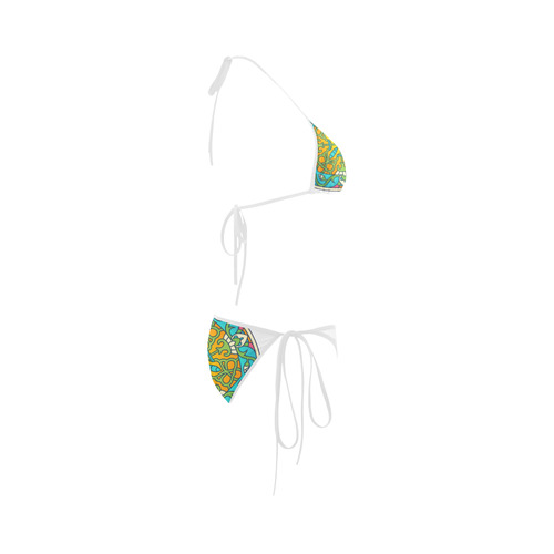 New arrival in Shop : exclusive designers bikini edition / blue and vintage old yellow 30s inspired  Custom Bikini Swimsuit