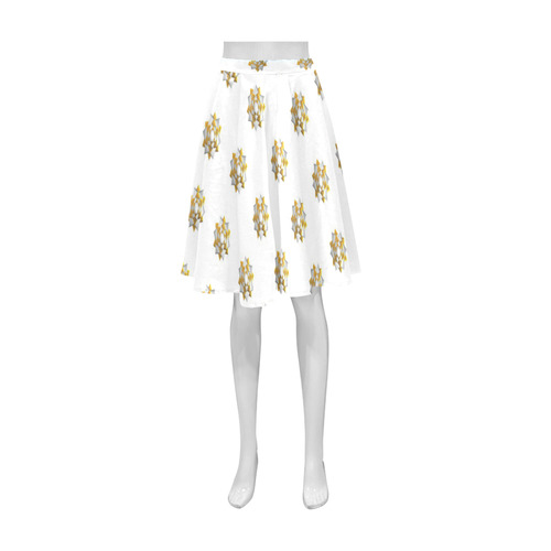 Metallic Silver And Gold Bows on White Athena Women's Short Skirt (Model D15)