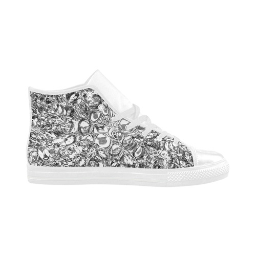 Black and White Explosion Aquila High Top Microfiber Leather Women's Shoes (Model 032)