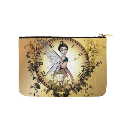 Steampunk, wonderful fairy, clocks and gears Carry-All Pouch 9.5''x6''