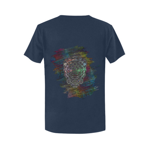 Día De Los Muertos Skull Ornaments Brush Women's T-Shirt in USA Size (Two Sides Printing)