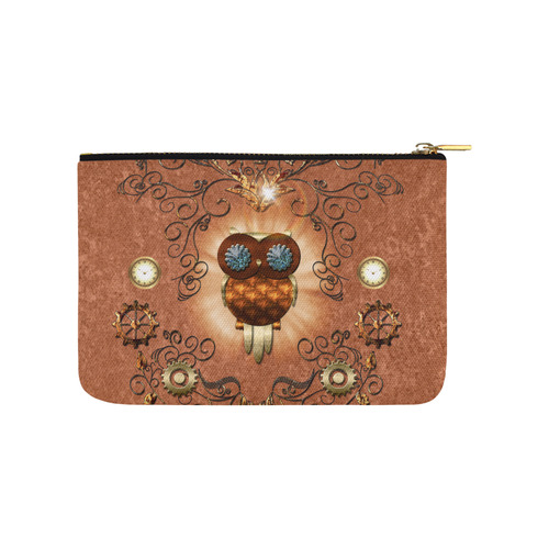 Steampunk, cute owl Carry-All Pouch 9.5''x6''