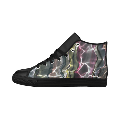 Abstract Glossy Wavy Mesh Aquila High Top Microfiber Leather Women's Shoes (Model 032)