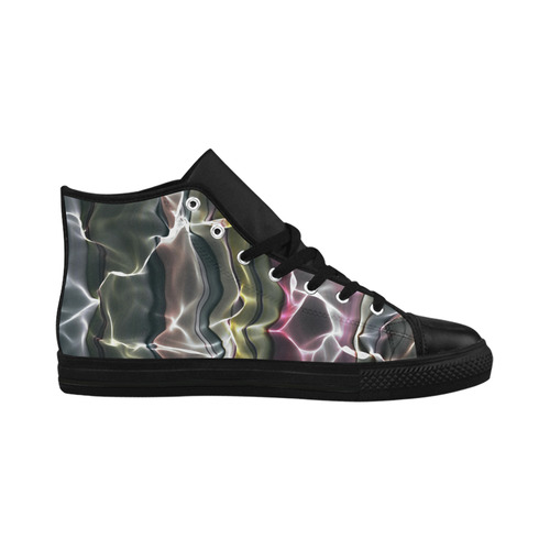 Abstract Glossy Wavy Mesh Aquila High Top Microfiber Leather Women's Shoes (Model 032)