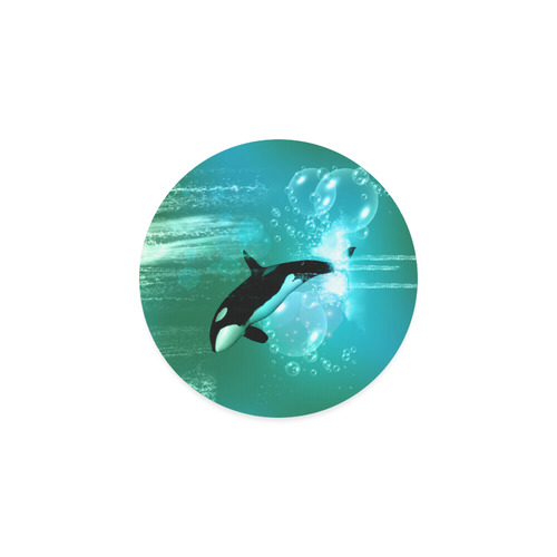 Orca with bubbles Round Coaster