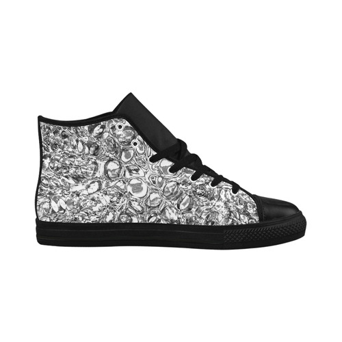 Black and White Explosion Aquila High Top Microfiber Leather Women's Shoes (Model 032)