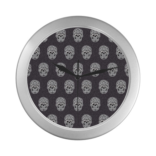 funny skull pattern Silver Color Wall Clock