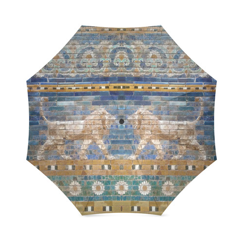 Two Lions And Daisis Mosaic Foldable Umbrella (Model U01)