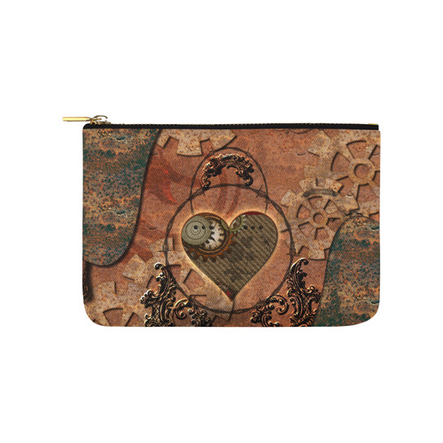 Steampunk wonderful heart, clocks and gears Carry-All Pouch 9.5''x6''