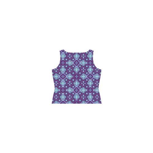 Purple blue seamless pattern Sleeveless Splicing Shift Dress(Model D17)