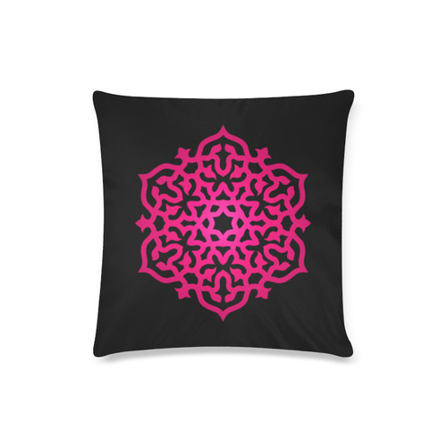 New pillow edition with hand-drawn Mandala art. Pink and black Custom Zippered Pillow Case 16"x16"(Twin Sides)