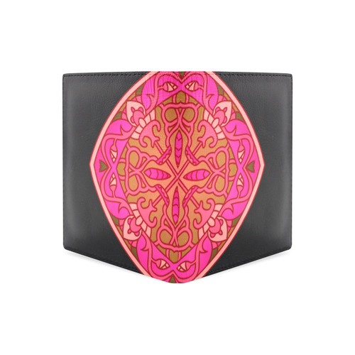 New in shop : exclusive designers wallet edition with Mandala Art / for man : Pink edition Men's Leather Wallet (Model 1612)