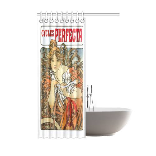 Cycles Perfecta Alphonse Mucha Art Nouveau Shower Curtain 48"x72"