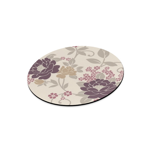 Beautiful Vintage Burgundy Floral Wallpaper Round Mousepad