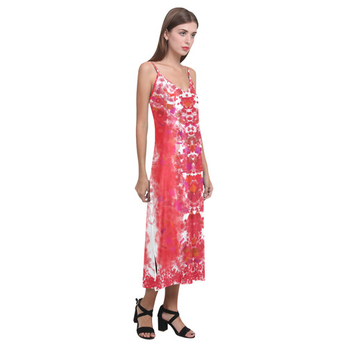 You Choose Mirrored RED V-Neck Open Fork Long Dress(Model D18)