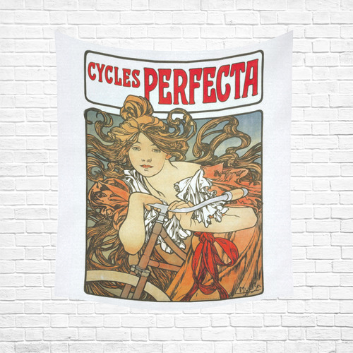 Cycles Perfecta Alphonse Mucha Art Nouveau Cotton Linen Wall Tapestry 51"x 60"