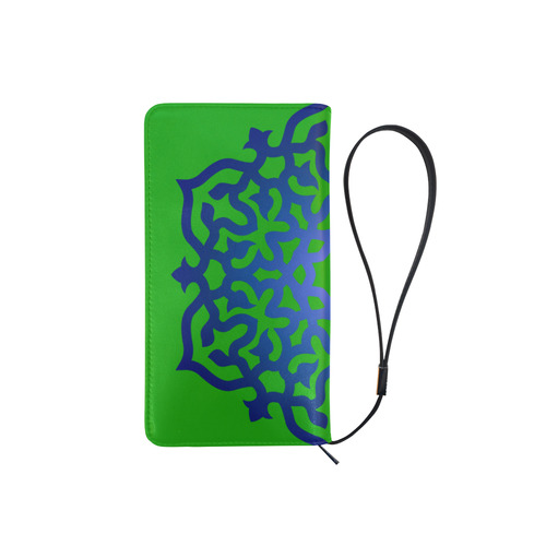 New in shop : Designers wallet edition with hand-drawn Mandala art. Blue and green Men's Clutch Purse （Model 1638）