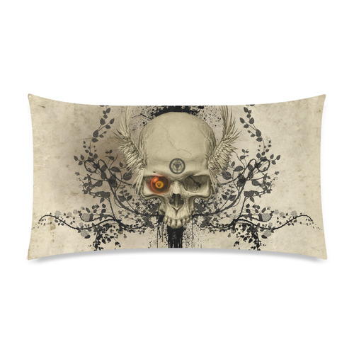 Amazing skull with wings,red eye Rectangle Pillow Case 20"x36"(Twin Sides)