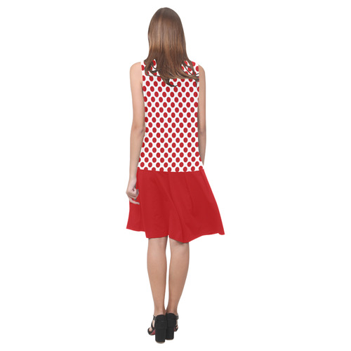 Red Polka Dots Sleeveless Splicing Shift Dress(Model D17)