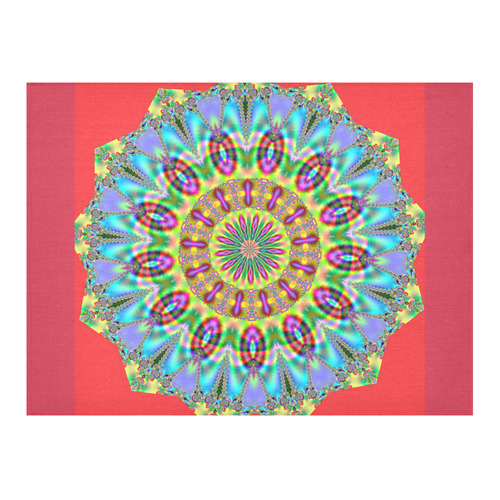 Fractal Kaleidoscope Mandala Flower Abstract 20 Cotton Linen Tablecloth 52"x 70"