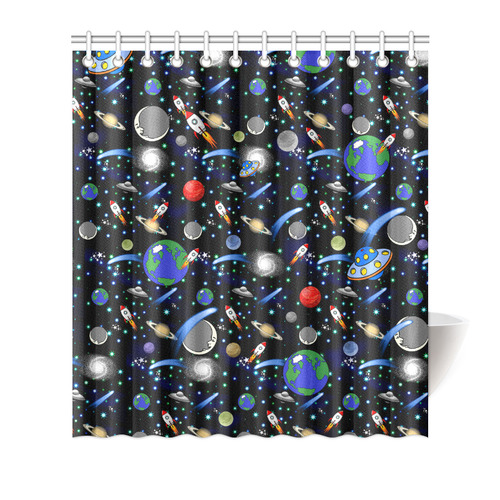 Galaxy Universe - Planets, Stars, Comets, Rockets Shower Curtain 66"x72"