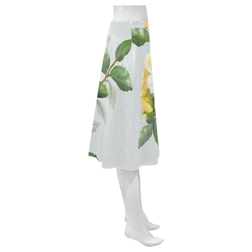 Yellow Rose with signature Mnemosyne Women's Crepe Skirt (Model D16)