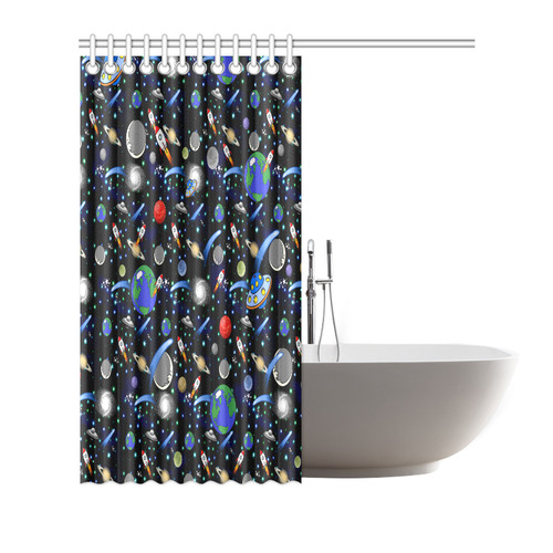 Galaxy Universe - Planets, Stars, Comets, Rockets Shower Curtain 72"x72"