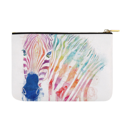 watercolor rainbow zebra Carry-All Pouch 12.5''x8.5''