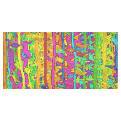 Pink Yellow Green Colorful Abstract Cotton Linen Tablecloth 60"x120"