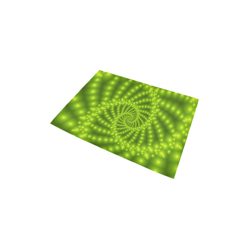 Glossy Lime Green Beaded Spiral Fractal Area Rug 2'7"x 1'8‘’