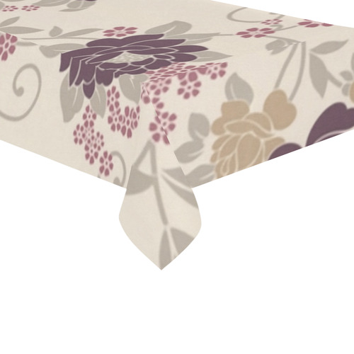 Vintage Burgundy Floral Wallpaper Pattern Cotton Linen Tablecloth 60"x120"