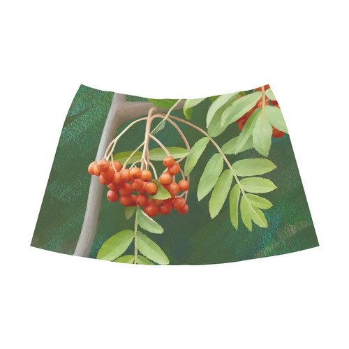 Watercolor Rowan tree - Sorbus aucuparia Mnemosyne Women's Crepe Skirt (Model D16)