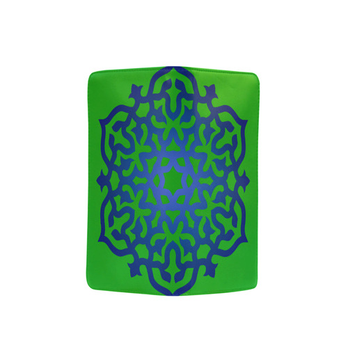 New in shop : Designers wallet edition with hand-drawn Mandala art. Blue and green Men's Clutch Purse （Model 1638）