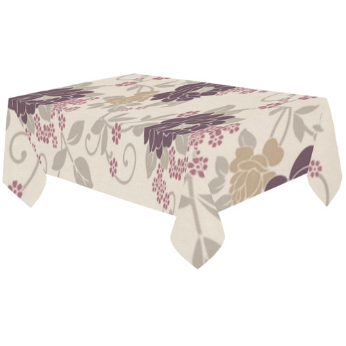 Vintage Burgundy Floral Wallpaper Pattern Cotton Linen Tablecloth 60"x120"